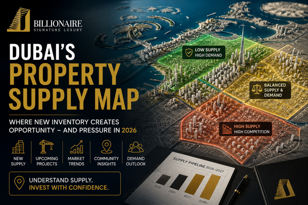 Dubai property supply map showing new residential inventory and investment risk in 2026