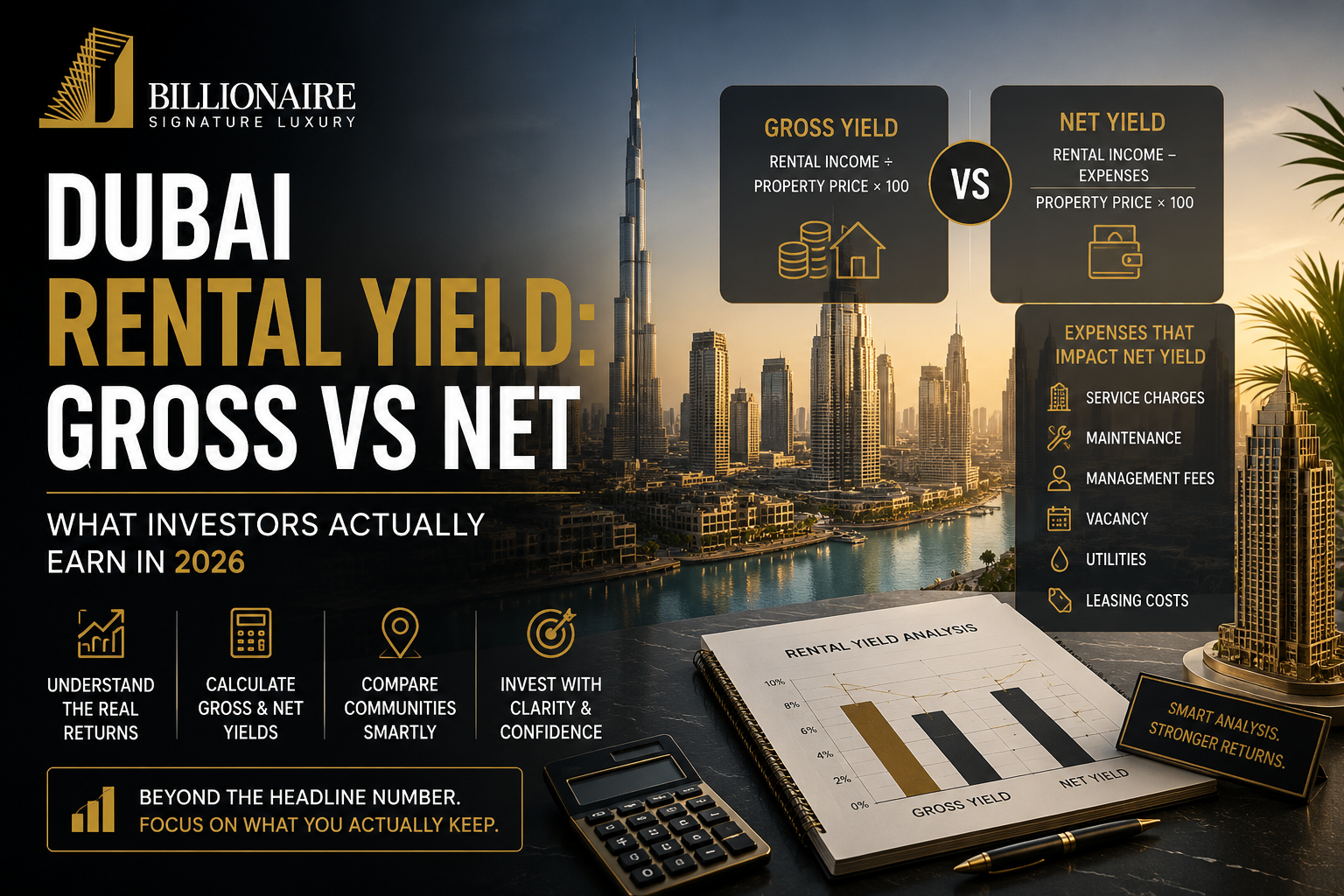 Dubai rental yield gross vs net returns for property investors in 2026