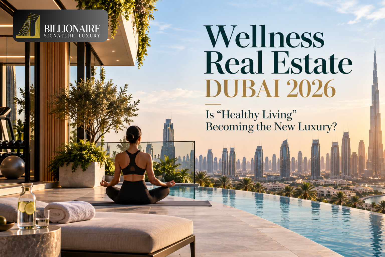 Luxury wellness residence in Dubai overlooking the city skyline