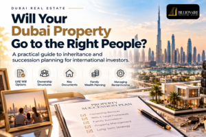 International property owner reviewing Dubai real estate succession planning documents