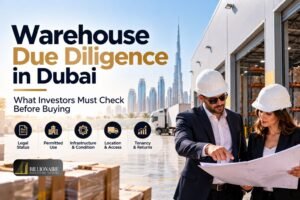 Warehouse due diligence in Dubai showing an industrial warehouse and logistics facility